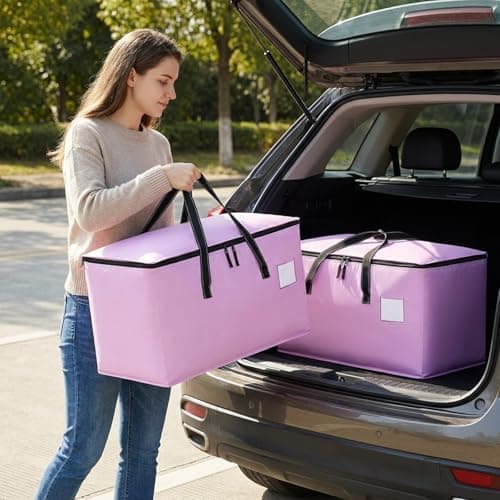 Dntorx 4 Pack 90L Moving Bags, Waterproof Moving Boxes with Zips, Purple — view 5