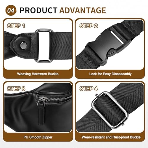 SUIKIHUM Leather Bumbag Fanny Pack for Women,Lightweight Travel Waist Bag — view 6