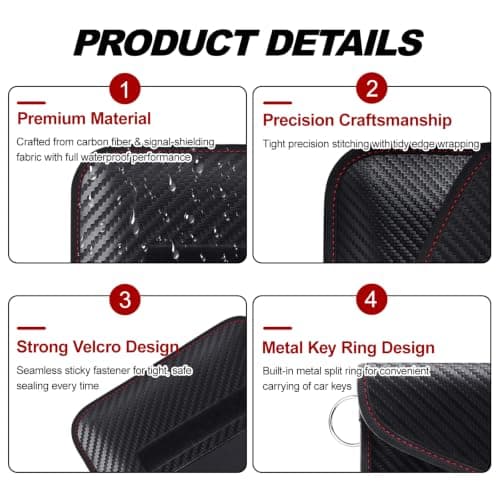 2PCS Faraday Pouch for Car Keys & Phones, RFID Signal Blocker Case — view 3