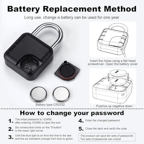 6 Digit Combination Padlock Gym Locker Lock Black IP55 Waterproof — view 3