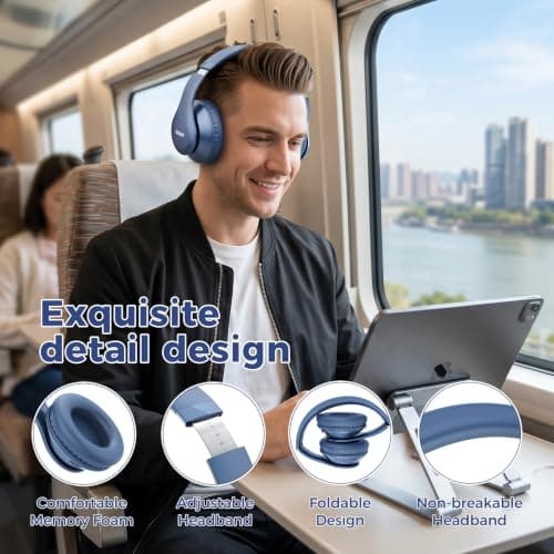 Uliptz Wireless Headphones Over Ear, 65 Hrs Playtime Bluetooth Headphones — view 4