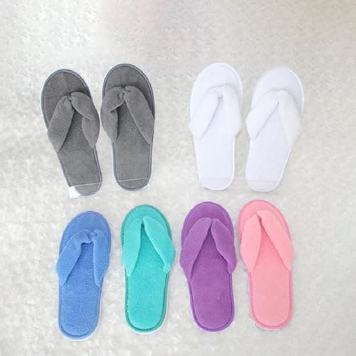 HOT BARGAINS 10 Pairs Flip Flops Spa Slipper with Luxurious Colours Spa Toweling Hotel Slippers Toe Terry Type Spa Slippers (WHITE, UK Footwear Size System, Adult, Women, Numeric, Medium, 9) — view 3