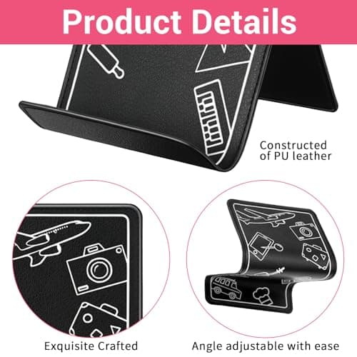 RAHHLIZS Airplane Phone Holder Stand, Adjustable Flexible Plane Phone Holder Travel Essential for Cellphone Tablets Books Portable Lightweight Leather Design for Air Travel, Work, and Home Use — view 5