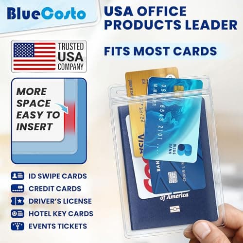 Vertical Passport & ID Badge Holders w/Zipper Seal - 4x6”, Clear, 10 PK — view 2
