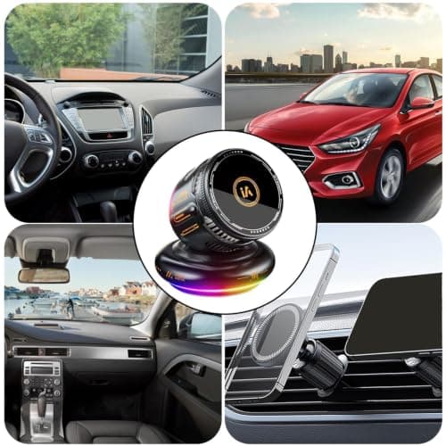 Magnetic Car Phone Mount 360 Rotating Fast Charging Cooling with Lights — view 4