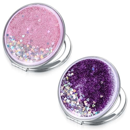 ANBEEISS 2 Pcs Compact Mirror, Double-Sided Magnifying Round Travel Mirror
