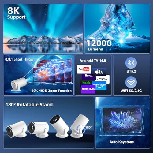 Salange HY300PRO+ 2026 Mini Projector with WiFi6 Bluetooth5.4,Built-in Apps — view 2