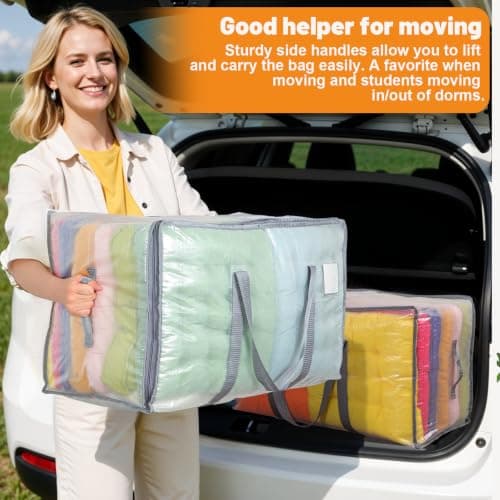 Dntorx 6 Pack 105L Moving Bags Clothes Storage Bags Drom Packing Box, Grey — view 6