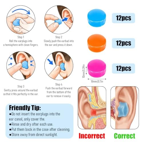 18 Pairs Silicone Ear Plugs for Sleeping, Reusable Moldable Ear Plugs with Case — view 2