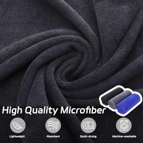 3 Pack Gym Towels Men Small Microfibre Sports Sweat Towels Black,Blue,Grey — view 6