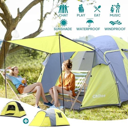 Chihee Camping Tent 3 Person Double Layered Dome Tents Large Capacity 4 Seasons Travelling Backpacking Beach Outdoor Shelter Waterproof Windproof Tent with Rainfly Inner Tent Used Independently — view 5