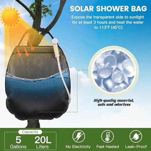 Solar Camp Shower Bag, 20L 5 Gallon Portable Outdoor Shower With Hose — view 6