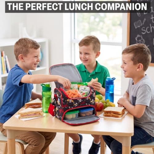 Get Trend One Piece Insulated Boys Lunch Bag with Compartments, Cooler Bag for Kids Lunch Box & Snacks, Food Carrier for School Travel & Picnics, School Supplies Anime Manga Gifts for Boys — view 3