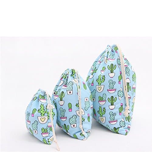 Amoyie Canvas Drawstring Bag 3pcs, Kids Storage Bag, Fabric Organiser Pouch — view 3