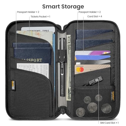 tomtoc Passport Holder Family with RFID Blocking, Passport Wallet Women Men — view 2