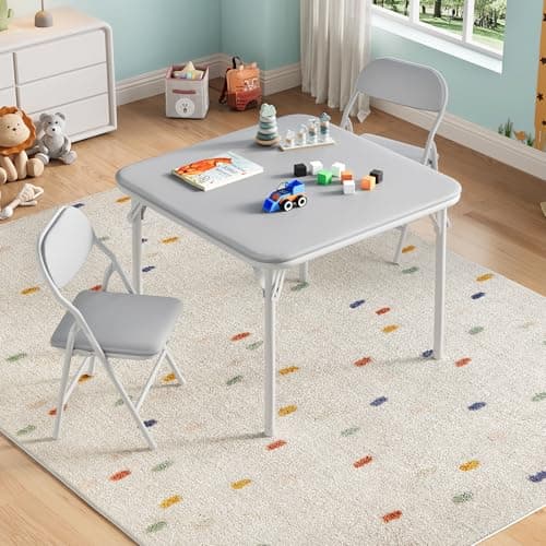 Aptliton 3-Piece Foldable Children's Activity Table & Chair Set, Lightweight Play Furniture for Toddlers with PU Leather Surface - Ideal for Dining, Crafts & Learning Activities