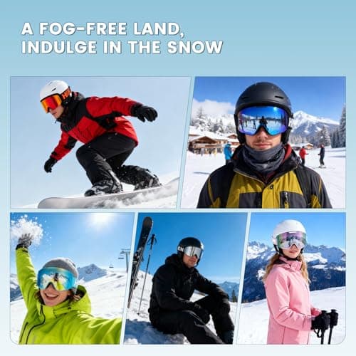 Hikeen Photochromic Ski Goggles - Anti-Fog, 100% UV Protection with 3-Layer Padding for Skiing and Snowboarding Men & Women Includes Storage Case-Light Blue — view 6