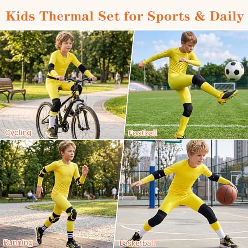 Valcatch Kids Boys Thermal Base Layer Set Football Skins Yellow, 9-10 Years — view 4