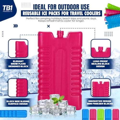 TB1 Products Reusable Ice Packs 12PK, 16cm Freezer Blocks for Cool Bags, Cooler Boxes & Lunch Bags – Large Reusable Ice Packs for Camping, Beach, Picnic & Travel Use — view 4