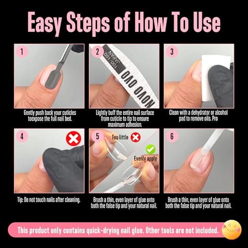 NOVO OVO Super Strong Nail Glue for Press On Nails & False Nail Tips (8ml 0.27 fl oz) - TPO & HEMA FREE Brush On Adhesive, Quick Dry & Long Lasting Bond for Acrylics, Broken Nails & Salon Effect — view 5