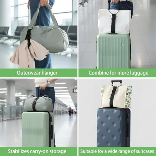 Adjustable Luggage Straps Suitcase Belt for Add a Bag, Lightweight Easy Elastic Wrap Belts for Attaching Extra Bags, Luggage Straps Bag Bungee, Travel Accessories(Black) — view 5
