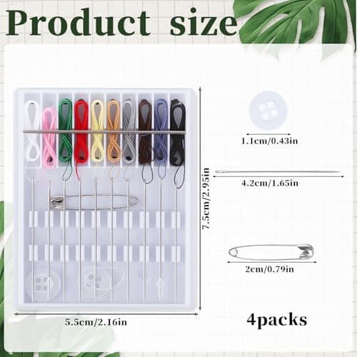 4 Pack Mini Sewing Kit Travel Size, Prethreaded Sewing Kits, Portable Needle and Thread Set with Pin Button for Travel, Home, Dorm, Hotel — view 2