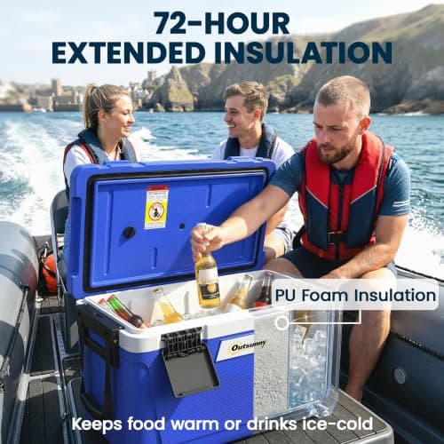 Outsunny 42.6L Insulated Cool Box Lightweight Ice Cooler Lid Dark Blue — view 3