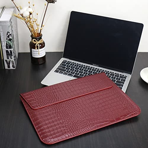 LCMOCICO PU Leather Flap Style Case Bag Laptop Sleeve for MacBook Air 13.6 inch 2026-2022 M5 A3449 M4 A3240 M3 A3113 M2 A2681 Air 13 2018-2021 M1 A2337 A2179 Notebook Bag for Mac Pro 13 2016-2022,Red — view 2