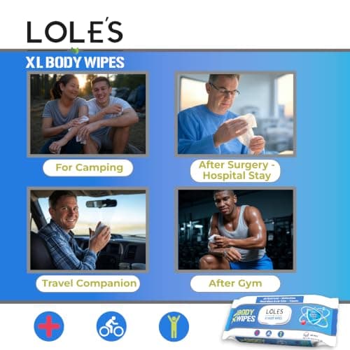LOLE'S XL Body Wipes for Adults, No Shower Body Wash Wet Wipes, 4pk x 48 — view 5
