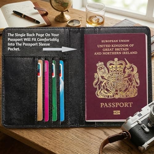 MOIRENTO RFID Blocking UK Passport Cover Wallet Holder, PU Leather, Black — view 2