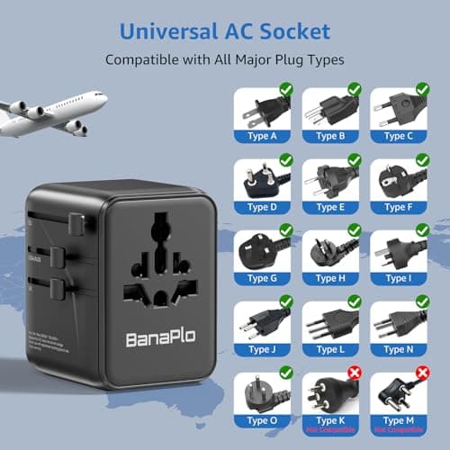 Universal Travel Adapter Plug with 5 USB Ports, Travel Plug with 3 Type-C and 2 USB-A, 70W PD Fast Charging International Power Adapter, All-in-One Worldwide Travel Plug for UK US EU AUS Asia — view 5