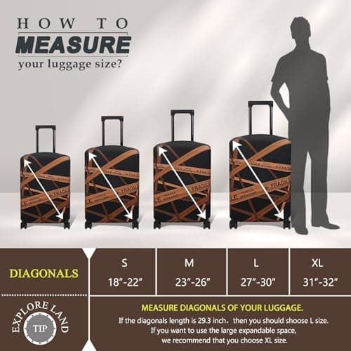 Explore Land Travel Luggage Cover Air Approve Suitcase Protector Fits 18-32 Inches Case, Gold Fragile, XL, Gold Fragile — view 5