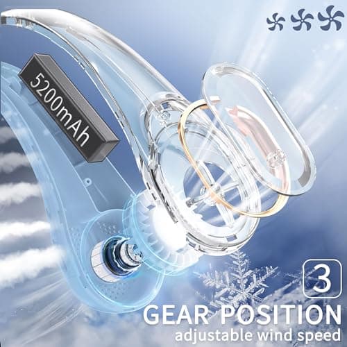 FrSara Neck Fan, Portable Personal Fan Strong Wind, 5200mAh, Air Volume,360° Cooling, No Hair Twisting, Air Volume On 2 Sides, Non-Slip, Quick Charge, Long Use Time, Gift for Dad, Women (Sky Blue) — view 5
