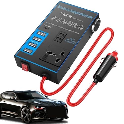 SKJJM 1500W Car Power Inverter, USB Charging Ports 12V/24V Universal Converter, Office Car Charger Inverter with USB C, Fast Charging Voltage Converter Compatible for Tablets Phones