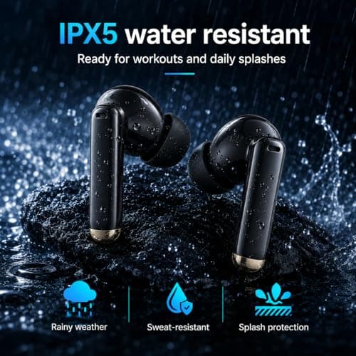 BlitexyFlow Wireless Earbuds, Ear Buds Earphones Bluetooth 5.3 USB C Mini Headphones Touch Control with Microphone Hi-Fi Stereo Sound Deep Bass CVC Noise Cancelling Water-Resistant — view 4