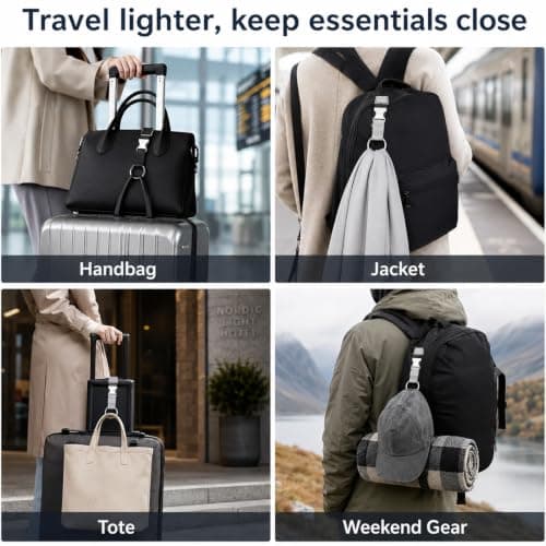 2 Pack Add a Bag Luggage Straps Adjustable Quick Release for Suitcases — view 5
