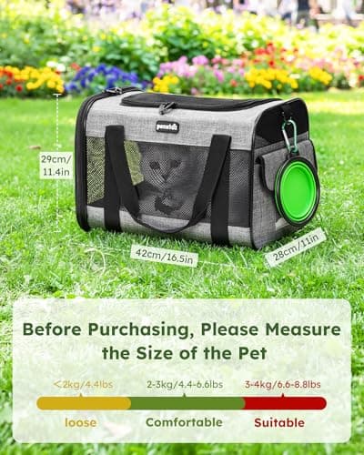pecute® Cat Carrier Large, Breathable Pet Carrier Bag, Dog Carrier M, Grey — view 2