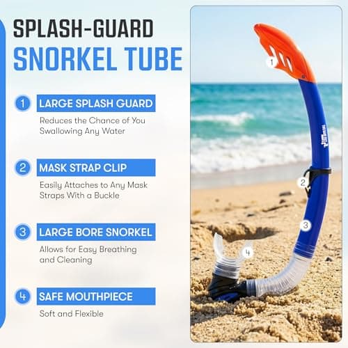 Two Bare Feet Snorkel, Mask and Fins/Flippers PVC Snorkelling Set (Adults) With Anti Fog and Wide View Mask, Anti-Leak, Tempered Glass - Scuba Dive Snorkelling Sets (L/XL (UK9-13), Blue) — view 3