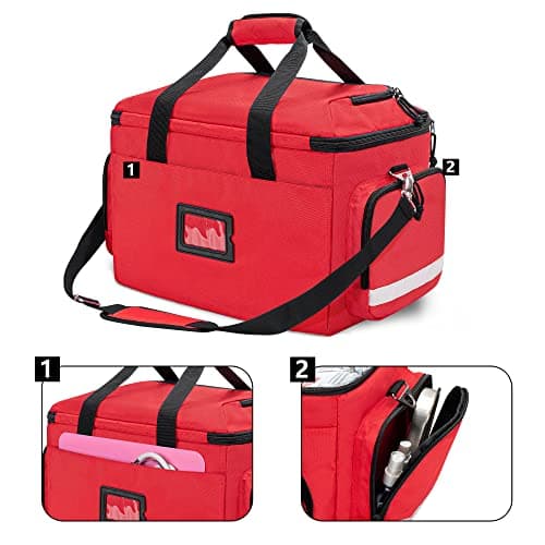 Damero Multi Pockets Medical Emergency Bag with Detachable Dividers, Red — view 4