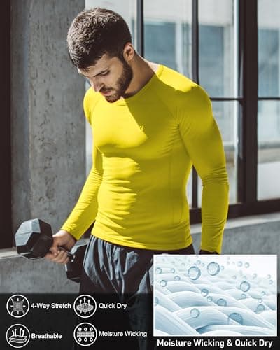 Roadbox Men's Compression Top, Long Sleeve Running Base Layer, Quick-Drying — view 5