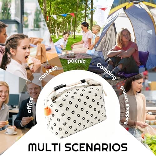 SUOXU Lunch Bag for Women Men,Cooler Bag for Work School Picnic, Reusable Insulated Lunch Box Bag, Waterproof and Oil-Proof Corduroy Tote Bag, Portable Picnic Bag Cool Bag-8L — view 4