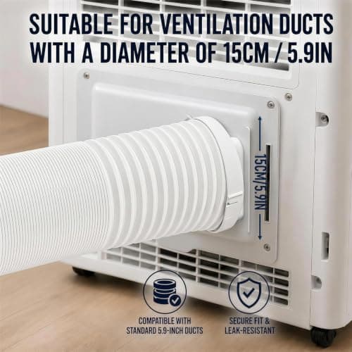 Portable Air Conditioner Exhaust Hose Adapter, 15cm/5.9in Square to Round Window Coupler Connector for Air Conditioner, with Strong Nano Tape & Travel Storage Pouch for Accessories (White#02) — view 5