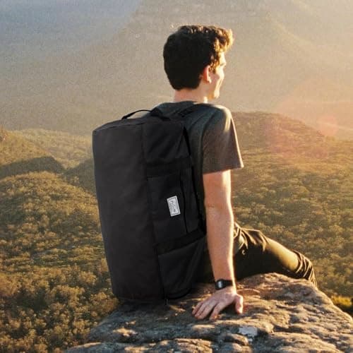 Lyweem Travel Duffel Bag for Men, 60L Large Sports Duffle Bag Backpack for Women Weekender Overnight Holdall Bags with Shoes Compartment Multifunctional Gym Bags, Black — view 6