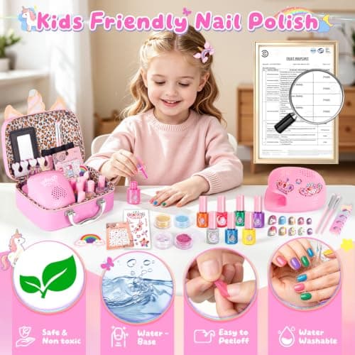 Hohosunlar Kids Nail Polish Sets, Water-Based Nail Art Kit for Girls 3-12 — view 3