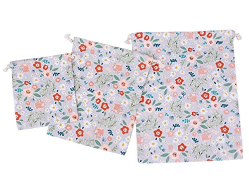 Amoyie Cotton Drawstring Bag 3pcs, Kids Storage Bag, Fabric Organiser Pouch — view 3