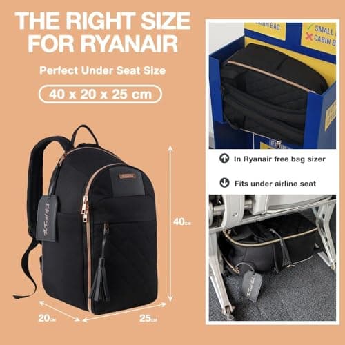 Cabin Max Ryanair Cabin Bags for Women 40x20x25 Underseat Travel Backpack — view 3
