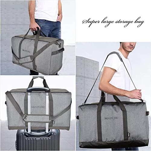 MZIPLINE Smell Proof Duffle Bag,Large Scent Odor Proof Sport Gym Overnight Weekender Bag,Big Capacity Smell Proof Stash Travel Duffel Bag With Carbon Lining, Grey, L, Large Duffel Bag — view 6