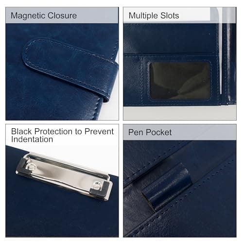 GraduatePro Clipboard Folder A5 with Storage Leather Document Folder Waterproof Magnetic Conference Presenter Business Organizer Blue — view 4