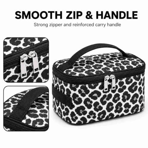 Large Leopard Print Makeup Bag with Brush Organiser, Travel Cosmetics Bag — view 6