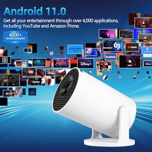 Mini Projector for Bedroome WiFi 6 BT 5.4 1080P Support Smart Projector Compatible with Laptop PC Smartphone Auto Keystone 180° Rotatable — view 2